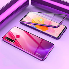 Custodia Lusso Alluminio Laterale Specchio 360 Gradi Cover T02 per Huawei P20 Lite (2019) Viola