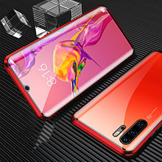 Custodia Lusso Alluminio Laterale Specchio 360 Gradi Cover T02 per Huawei P30 Pro New Edition Rosso