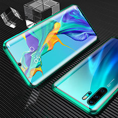 Custodia Lusso Alluminio Laterale Specchio 360 Gradi Cover T02 per Huawei P30 Pro New Edition Verde