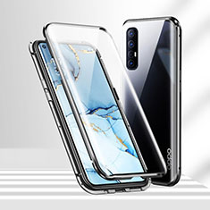 Custodia Lusso Alluminio Laterale Specchio 360 Gradi Cover T02 per Oppo Find X2 Neo Nero