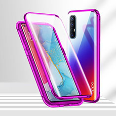 Custodia Lusso Alluminio Laterale Specchio 360 Gradi Cover T02 per Oppo Find X2 Neo Viola