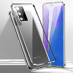 Custodia Lusso Alluminio Laterale Specchio 360 Gradi Cover T02 per Samsung Galaxy Note 20 5G Argento