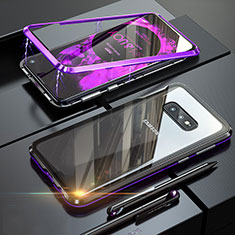 Custodia Lusso Alluminio Laterale Specchio 360 Gradi Cover T02 per Samsung Galaxy S10e Viola