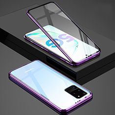Custodia Lusso Alluminio Laterale Specchio 360 Gradi Cover T02 per Samsung Galaxy S20 Ultra Viola