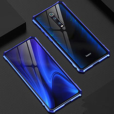 Custodia Lusso Alluminio Laterale Specchio 360 Gradi Cover T02 per Xiaomi Mi 9T Blu