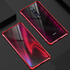 Custodia Lusso Alluminio Laterale Specchio 360 Gradi Cover T02 per Xiaomi Redmi K20 Pro Rosso