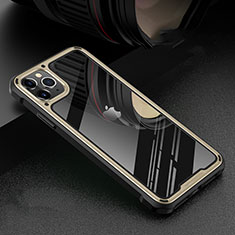 Custodia Lusso Alluminio Laterale Specchio 360 Gradi Cover T03 per Apple iPhone 11 Pro Max Oro