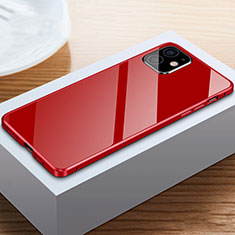 Custodia Lusso Alluminio Laterale Specchio 360 Gradi Cover T03 per Apple iPhone 12 Rosso