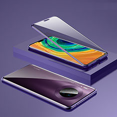 Custodia Lusso Alluminio Laterale Specchio 360 Gradi Cover T03 per Huawei Mate 30 Pro 5G Viola