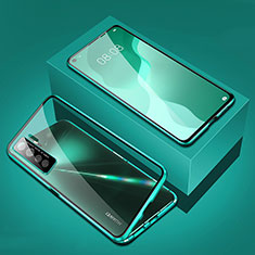 Custodia Lusso Alluminio Laterale Specchio 360 Gradi Cover T03 per Huawei Nova 7 SE 5G Verde