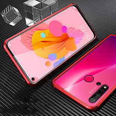 Custodia Lusso Alluminio Laterale Specchio 360 Gradi Cover T03 per Huawei P20 Lite (2019) Rosso