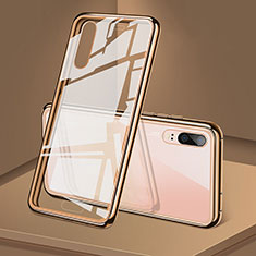 Custodia Lusso Alluminio Laterale Specchio 360 Gradi Cover T03 per Huawei P20 Oro