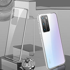 Custodia Lusso Alluminio Laterale Specchio 360 Gradi Cover T03 per Huawei P40 Argento