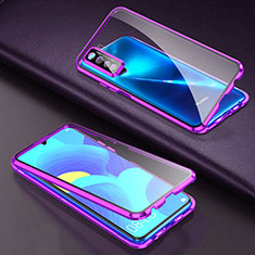 Custodia Lusso Alluminio Laterale Specchio 360 Gradi Cover T03 per Oppo K7 5G Viola