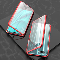 Custodia Lusso Alluminio Laterale Specchio 360 Gradi Cover T03 per Oppo R15X Rosso