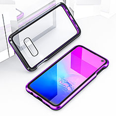 Custodia Lusso Alluminio Laterale Specchio 360 Gradi Cover T03 per Samsung Galaxy S10e Viola