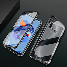 Custodia Lusso Alluminio Laterale Specchio 360 Gradi Cover T04 per Huawei P20 Lite (2019) Nero