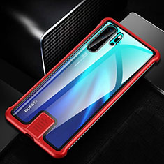 Custodia Lusso Alluminio Laterale Specchio 360 Gradi Cover T04 per Huawei P30 Pro New Edition Rosso