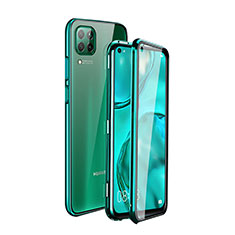 Custodia Lusso Alluminio Laterale Specchio 360 Gradi Cover T04 per Huawei P40 Lite Verde