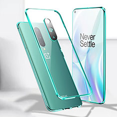 Custodia Lusso Alluminio Laterale Specchio 360 Gradi Cover T04 per OnePlus 8 Verde