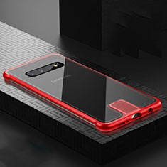 Custodia Lusso Alluminio Laterale Specchio 360 Gradi Cover T04 per Samsung Galaxy S10 Plus Rosso