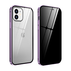 Custodia Lusso Alluminio Laterale Specchio 360 Gradi Cover T05 per Apple iPhone 12 Mini Lavanda