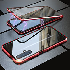 Custodia Lusso Alluminio Laterale Specchio 360 Gradi Cover T05 per Huawei Honor 20S Rosso