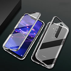 Custodia Lusso Alluminio Laterale Specchio 360 Gradi Cover T05 per Huawei Mate 20 Lite Argento