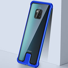 Custodia Lusso Alluminio Laterale Specchio 360 Gradi Cover T05 per Huawei Mate 20 Pro Blu