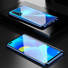 Custodia Lusso Alluminio Laterale Specchio 360 Gradi Cover T05 per Huawei Nova 6 5G Blu