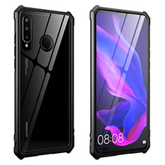 Custodia Lusso Alluminio Laterale Specchio 360 Gradi Cover T05 per Huawei P30 Lite Nero