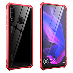 Custodia Lusso Alluminio Laterale Specchio 360 Gradi Cover T05 per Huawei P30 Lite New Edition Rosso