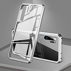 Custodia Lusso Alluminio Laterale Specchio 360 Gradi Cover T05 per Huawei P30 Pro New Edition Bianco