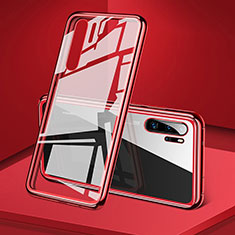 Custodia Lusso Alluminio Laterale Specchio 360 Gradi Cover T05 per Huawei P30 Pro New Edition Rosso