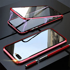 Custodia Lusso Alluminio Laterale Specchio 360 Gradi Cover T05 per Oppo K1 Rosso