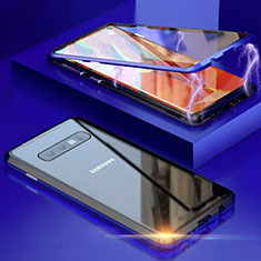 Custodia Lusso Alluminio Laterale Specchio 360 Gradi Cover T05 per Samsung Galaxy S10 5G Blu