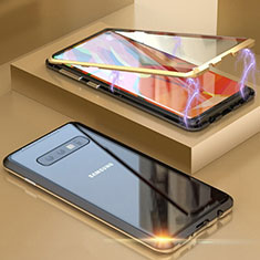 Custodia Lusso Alluminio Laterale Specchio 360 Gradi Cover T05 per Samsung Galaxy S10 Oro