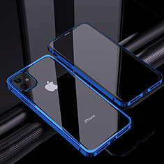 Custodia Lusso Alluminio Laterale Specchio 360 Gradi Cover T06 per Apple iPhone 12 Mini Blu