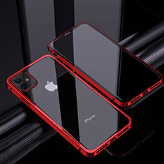 Custodia Lusso Alluminio Laterale Specchio 360 Gradi Cover T06 per Apple iPhone 12 Mini Rosso