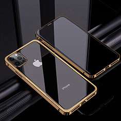 Custodia Lusso Alluminio Laterale Specchio 360 Gradi Cover T06 per Apple iPhone 12 Pro Max Oro