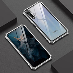 Custodia Lusso Alluminio Laterale Specchio 360 Gradi Cover T06 per Huawei Honor 20 Argento