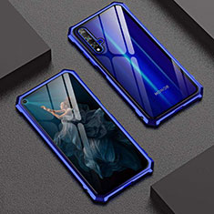 Custodia Lusso Alluminio Laterale Specchio 360 Gradi Cover T06 per Huawei Honor 20S Blu