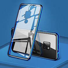 Custodia Lusso Alluminio Laterale Specchio 360 Gradi Cover T06 per Huawei Mate 20 Blu