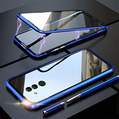 Custodia Lusso Alluminio Laterale Specchio 360 Gradi Cover T06 per Huawei Mate 20 Lite Blu