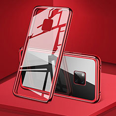 Custodia Lusso Alluminio Laterale Specchio 360 Gradi Cover T06 per Huawei Mate 20 Pro Rosso