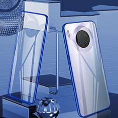 Custodia Lusso Alluminio Laterale Specchio 360 Gradi Cover T06 per Huawei Mate 30 5G Blu