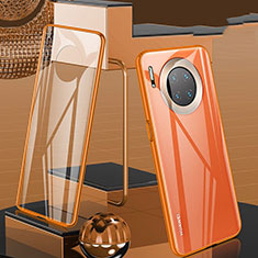 Custodia Lusso Alluminio Laterale Specchio 360 Gradi Cover T06 per Huawei Mate 30E Pro 5G Arancione