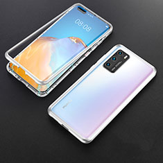 Custodia Lusso Alluminio Laterale Specchio 360 Gradi Cover T06 per Huawei P40 Argento