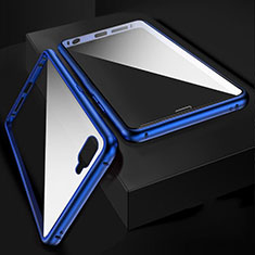 Custodia Lusso Alluminio Laterale Specchio 360 Gradi Cover T06 per Oppo R17 Neo Blu