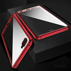 Custodia Lusso Alluminio Laterale Specchio 360 Gradi Cover T06 per Oppo R17 Neo Rosso
